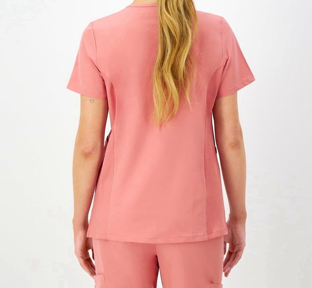 Set of 2 Women's Pink Solid Scrub Set V-Neck Top Jogger Pants Size 2xl